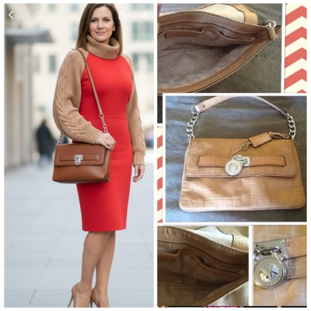 Michael Kors tanish/brown Leather Envelope Shoulder Bag